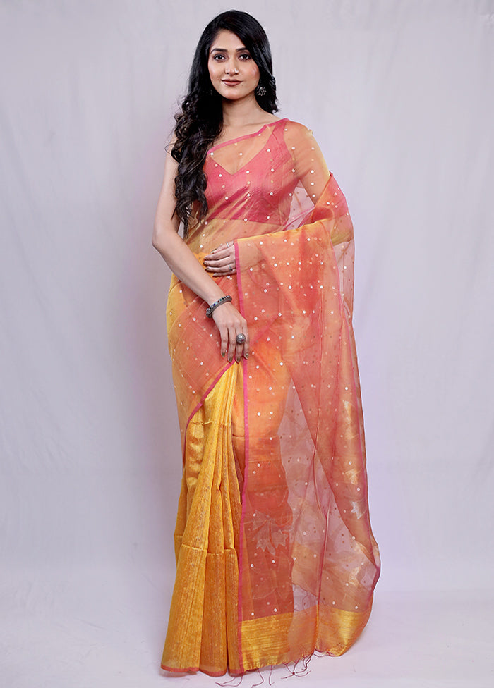 Yellow Matka Pure Silk Saree With Blouse Piece - Indian Silk House Agencies