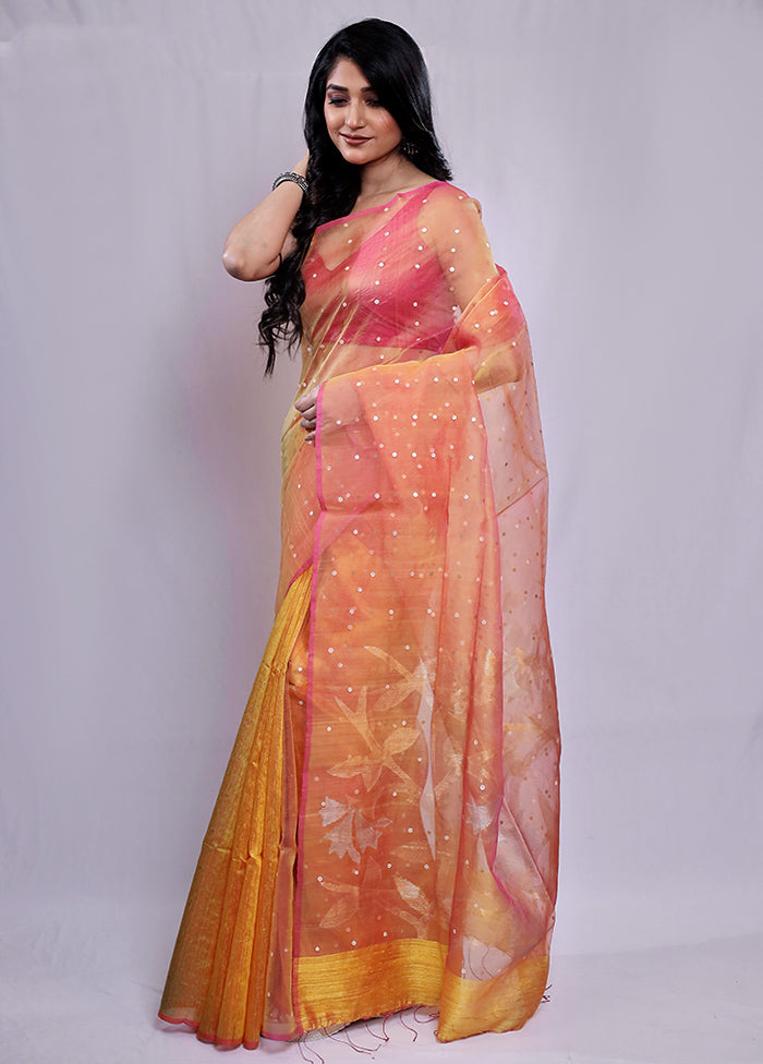 Yellow Matka Pure Silk Saree With Blouse Piece - Indian Silk House Agencies