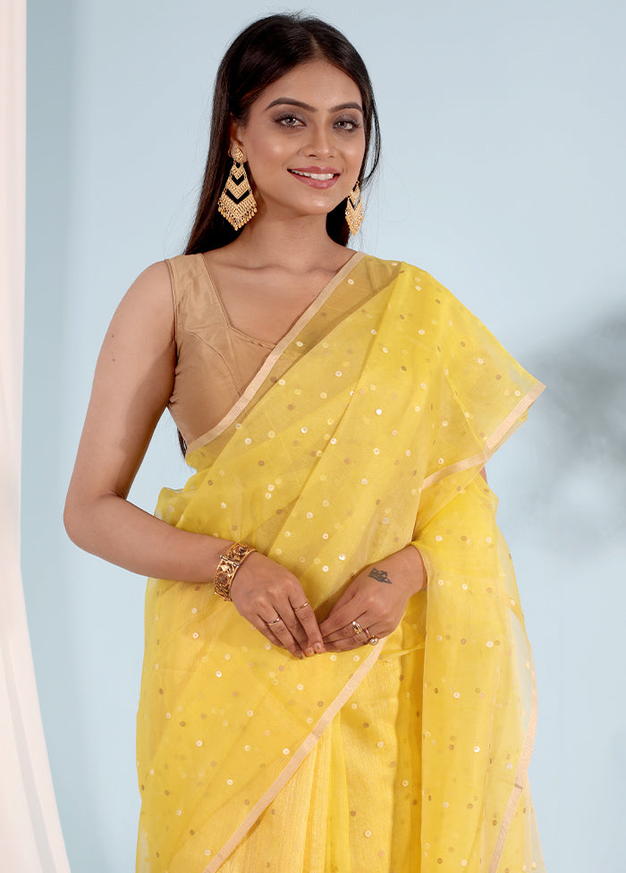 Yellow Matka Pure Silk Saree With Blouse Piece - Indian Silk House Agencies