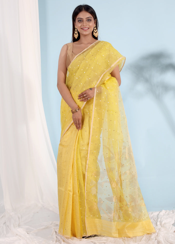 Yellow Matka Pure Silk Saree With Blouse Piece - Indian Silk House Agencies