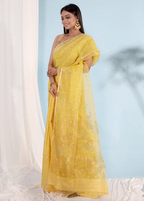 Yellow Matka Pure Silk Saree With Blouse Piece - Indian Silk House Agencies