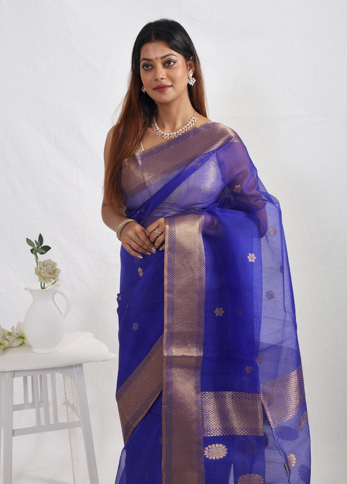 Blue Matka Pure Silk Saree With Blouse Piece - Indian Silk House Agencies