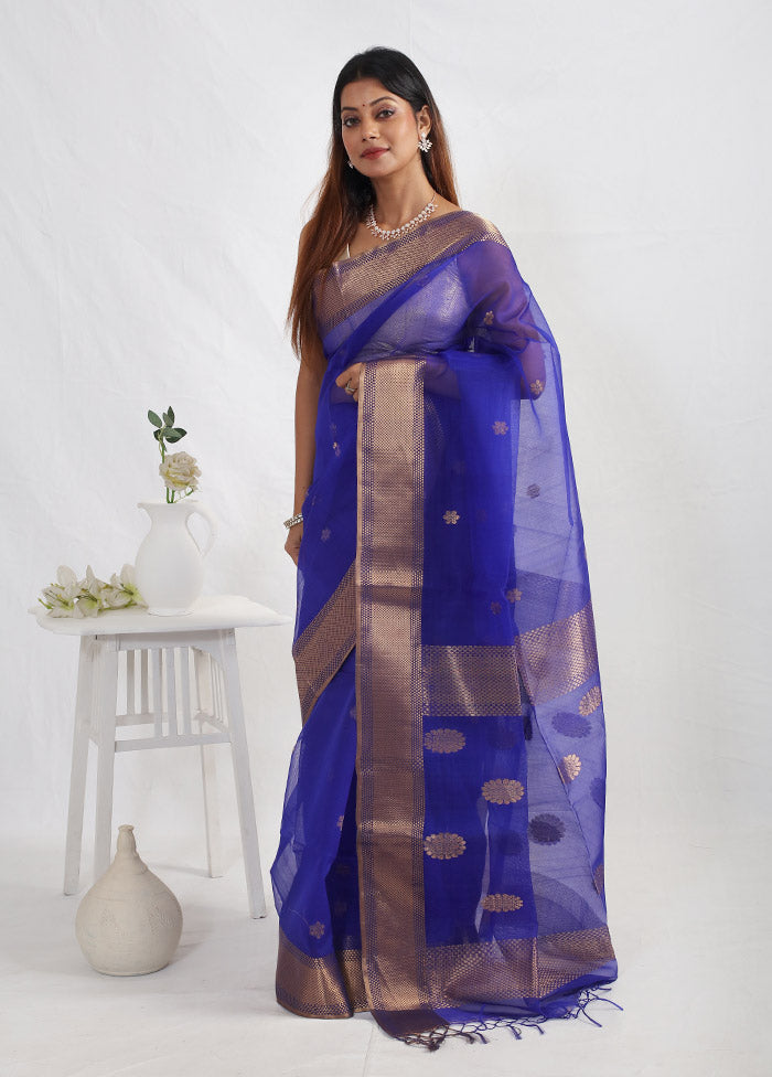 Blue Matka Pure Silk Saree With Blouse Piece - Indian Silk House Agencies