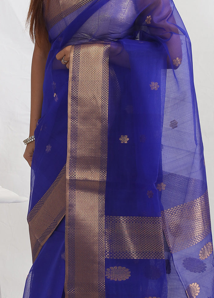 Blue Matka Pure Silk Saree With Blouse Piece - Indian Silk House Agencies