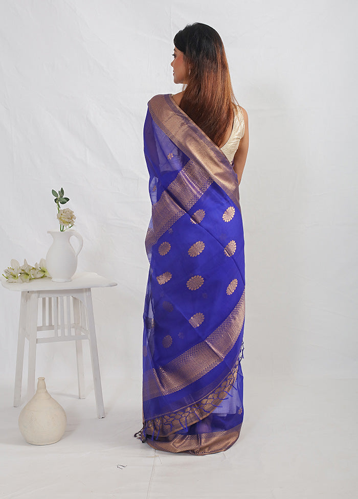 Blue Matka Pure Silk Saree With Blouse Piece - Indian Silk House Agencies