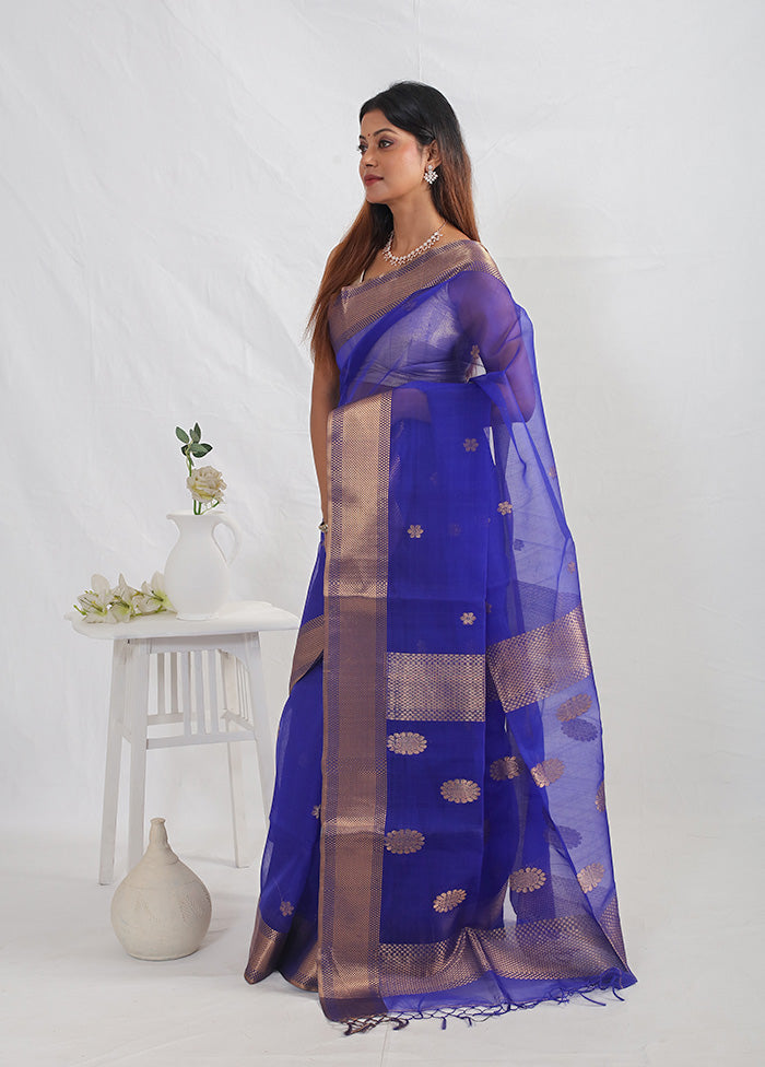 Blue Matka Pure Silk Saree With Blouse Piece - Indian Silk House Agencies