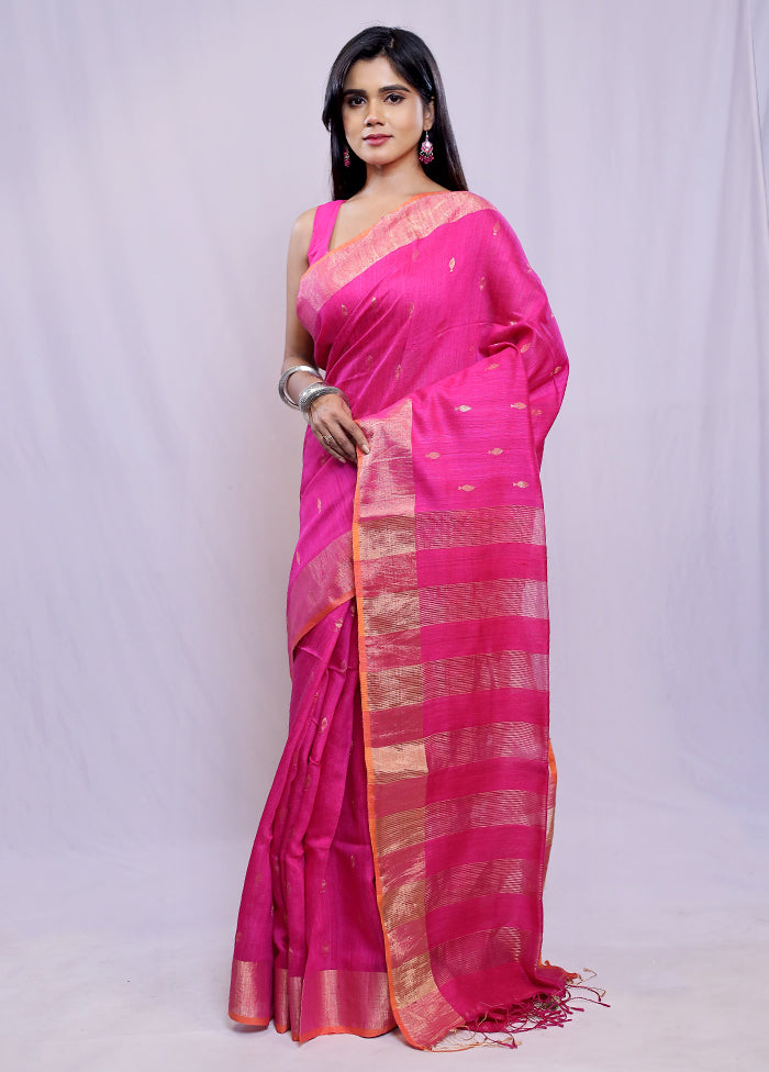 Pink Matka Pure Silk Saree With Blouse Piece - Indian Silk House Agencies