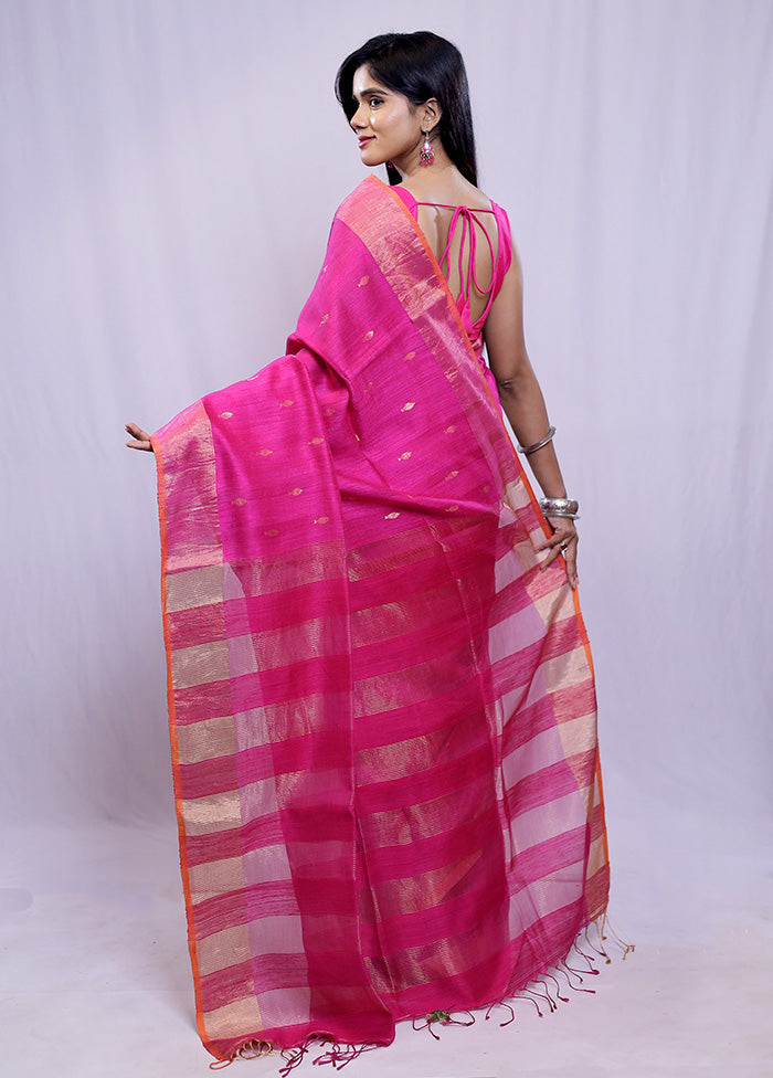 Pink Matka Pure Silk Saree With Blouse Piece - Indian Silk House Agencies