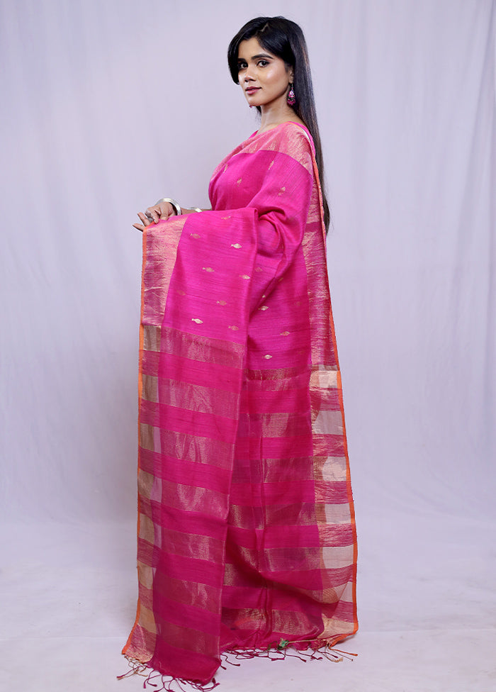 Pink Matka Pure Silk Saree With Blouse Piece - Indian Silk House Agencies