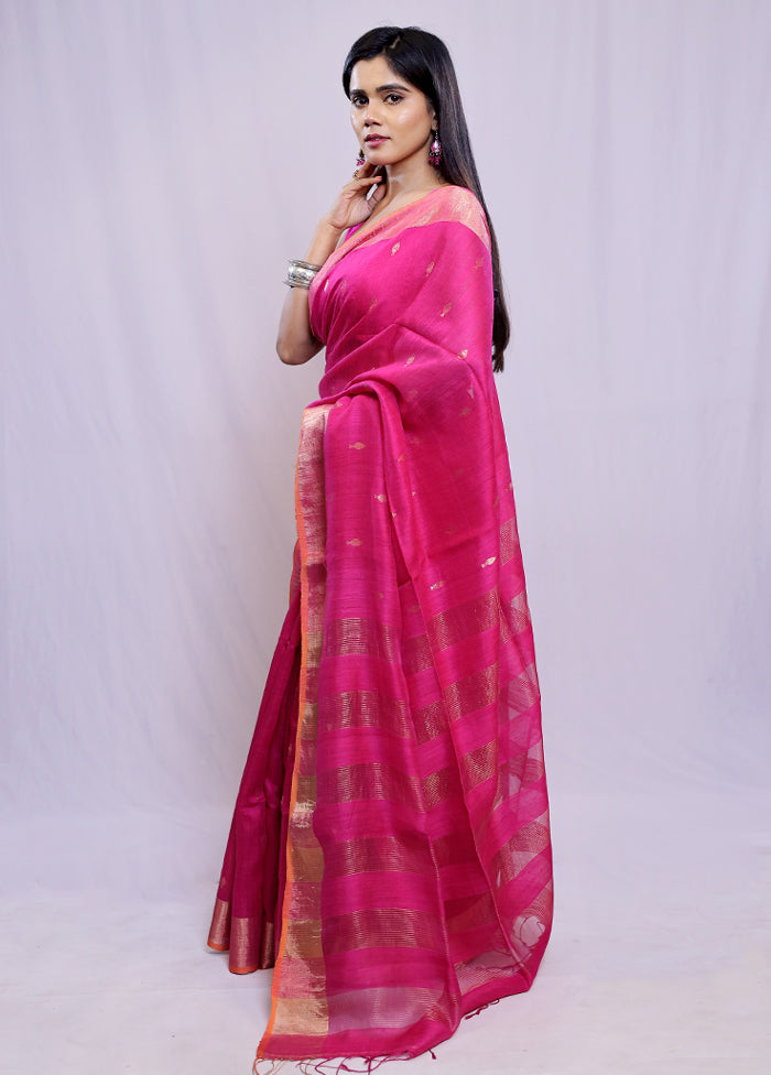 Pink Matka Pure Silk Saree With Blouse Piece - Indian Silk House Agencies