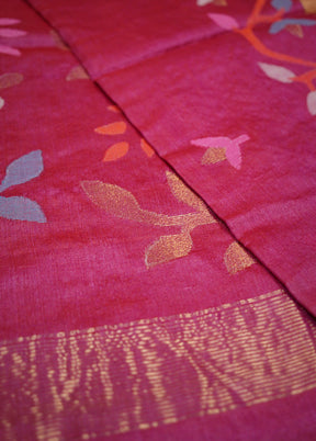 Pink Tussar Pure Silk Saree With Blouse Piece - Indian Silk House Agencies