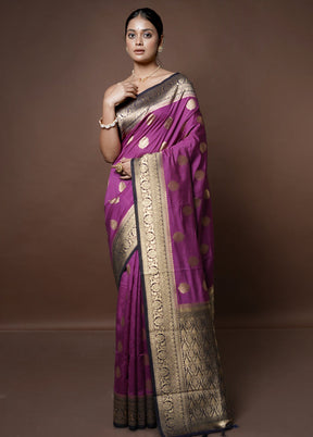 Purple Dupion Silk Saree With Blouse Piece