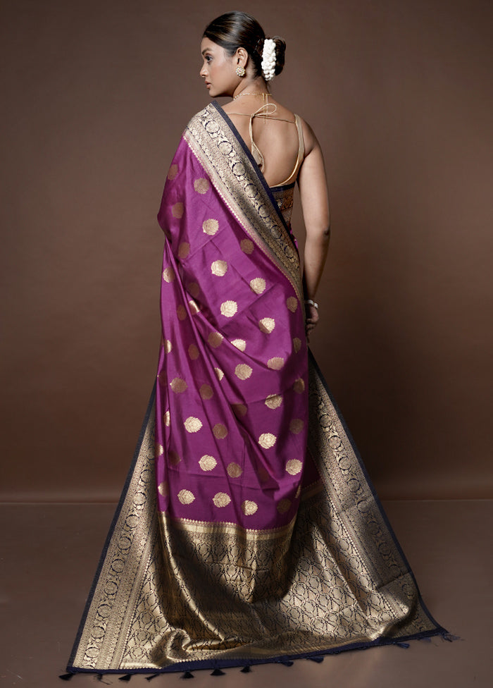 Purple Dupion Silk Saree With Blouse Piece