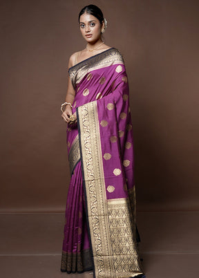 Purple Dupion Silk Saree With Blouse Piece