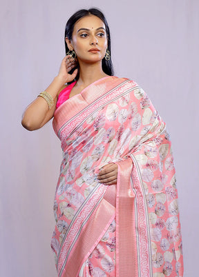 Pink Dupion Silk Saree With Blouse Piece - Indian Silk House Agencies