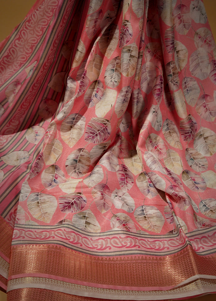 Pink Dupion Silk Saree With Blouse Piece - Indian Silk House Agencies