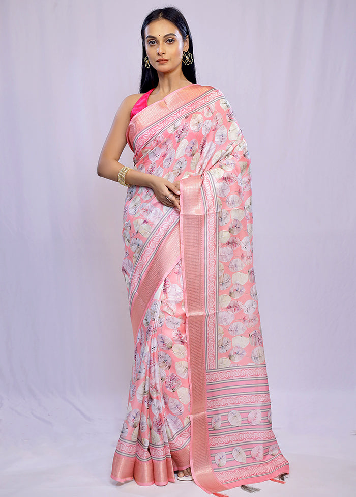 Pink Dupion Silk Saree With Blouse Piece - Indian Silk House Agencies