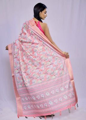 Pink Dupion Silk Saree With Blouse Piece - Indian Silk House Agencies