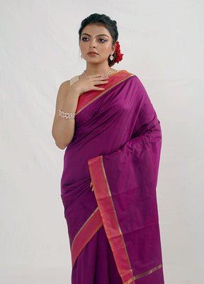 Purple Kanjivaram Silk Saree With Blouse Piece - Indian Silk House Agencies