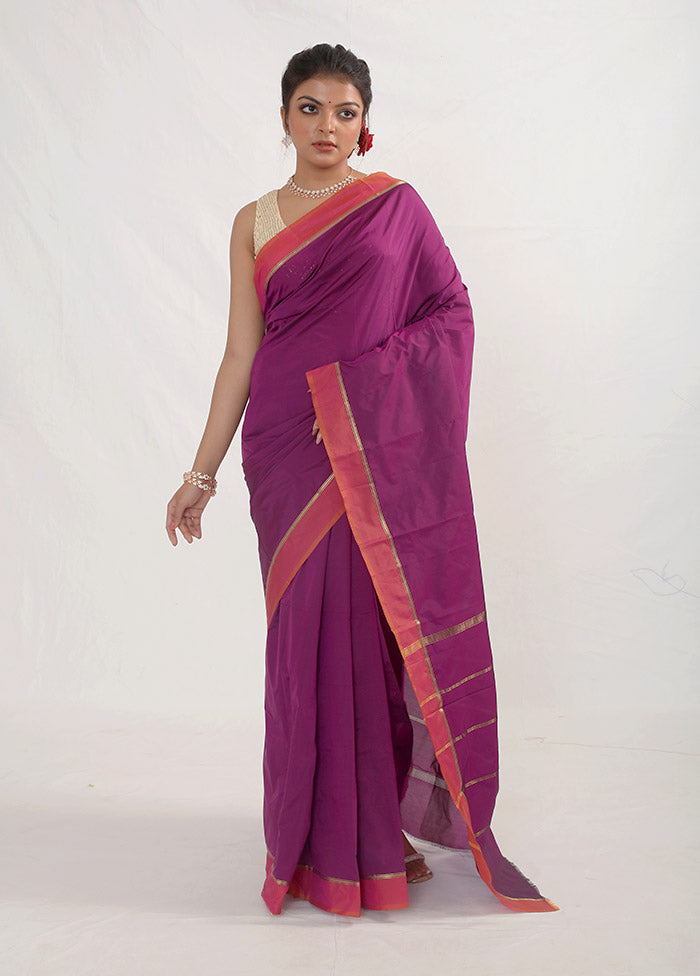 Purple Kanjivaram Silk Saree With Blouse Piece - Indian Silk House Agencies