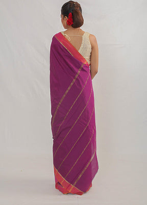 Purple Kanjivaram Silk Saree With Blouse Piece - Indian Silk House Agencies