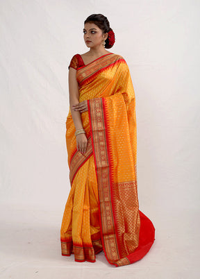 Orange Kanjivaram Pure Silk Saree With Blouse Piece - Indian Silk House Agencies