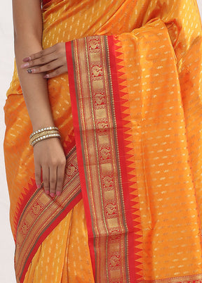 Orange Kanjivaram Pure Silk Saree With Blouse Piece - Indian Silk House Agencies