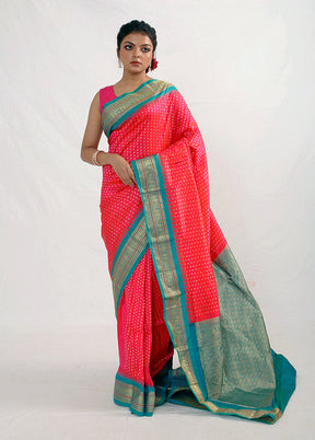 Pink Kanjivaram Pure Silk Saree With Blouse Piece - Indian Silk House Agencies