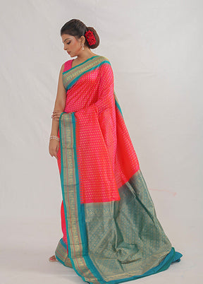 Pink Kanjivaram Pure Silk Saree With Blouse Piece - Indian Silk House Agencies