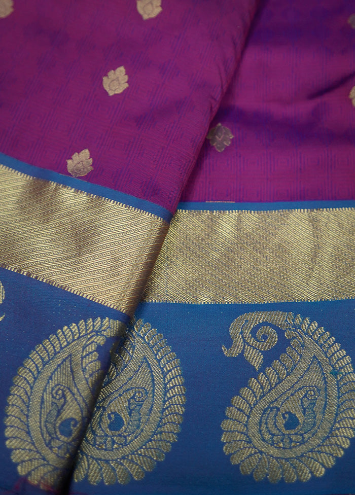 Purple Kanjivaram Pure Silk Saree With Blouse Piece - Indian Silk House Agencies