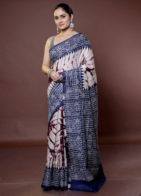 Cream Tussar Silk Saree With Blouse Piece