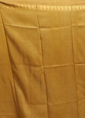 Yellow Handloom Tussar Pure Silk Saree With Blouse Piece