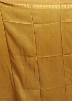 Yellow Handloom Tussar Pure Silk Saree With Blouse Piece