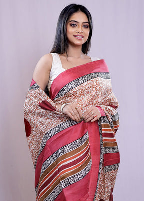 Multicolor Printed Pure Silk Saree With Blouse Piece - Indian Silk House Agencies