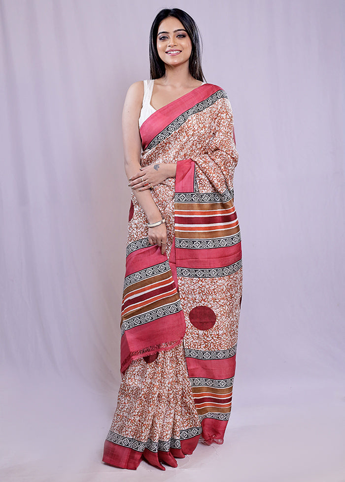 Multicolor Printed Pure Silk Saree With Blouse Piece - Indian Silk House Agencies