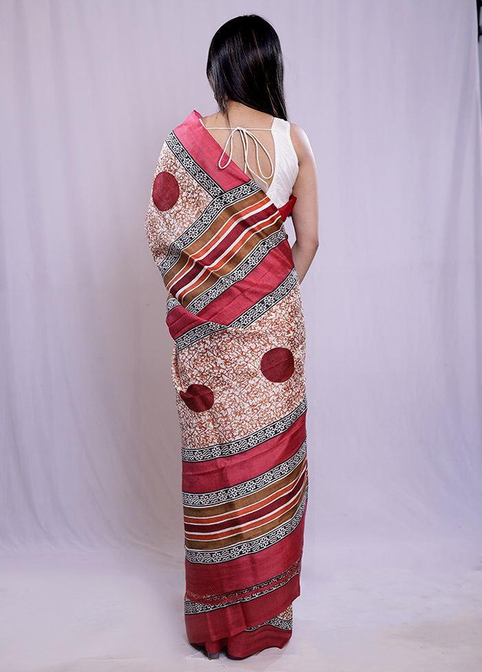 Multicolor Printed Pure Silk Saree With Blouse Piece - Indian Silk House Agencies