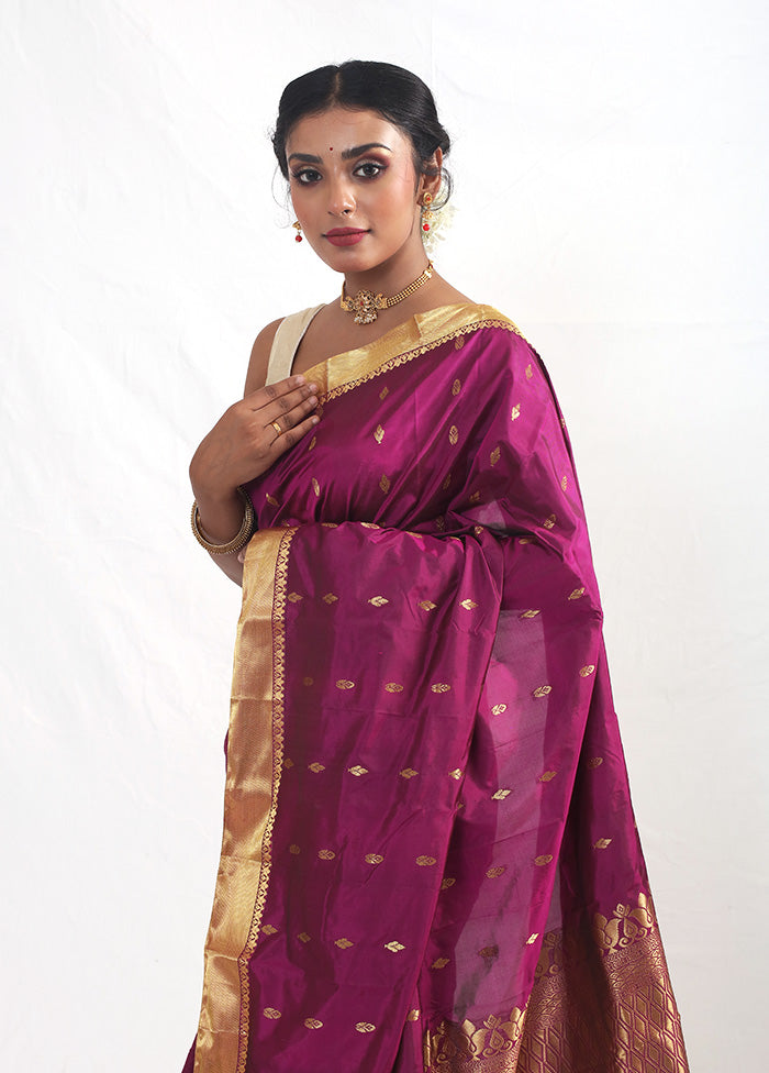 Purple Kanjivaram Silk Saree With Blouse Piece - Indian Silk House Agencies