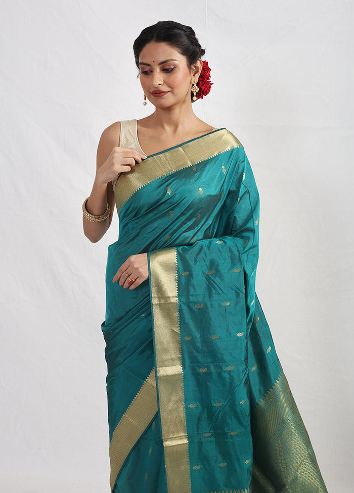 Green Kanjivaram Silk Saree With Blouse Piece - Indian Silk House Agencies