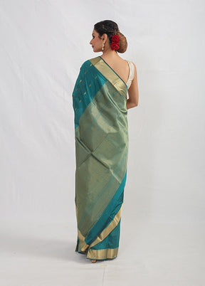 Green Kanjivaram Silk Saree With Blouse Piece - Indian Silk House Agencies