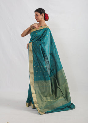 Green Kanjivaram Silk Saree With Blouse Piece - Indian Silk House Agencies