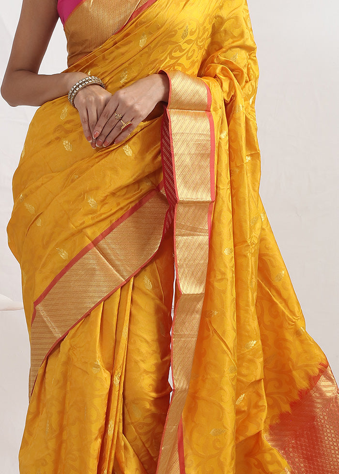 Yellow Kanjivaram Pure Silk Saree With Blouse Piece - Indian Silk House Agencies