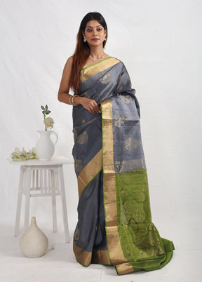 Grey Kanjivaram Pure Silk Saree With Blouse Piece - Indian Silk House Agencies