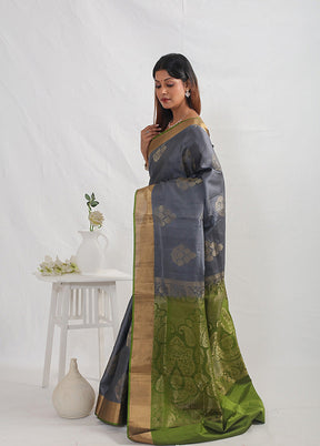 Grey Kanjivaram Pure Silk Saree With Blouse Piece - Indian Silk House Agencies