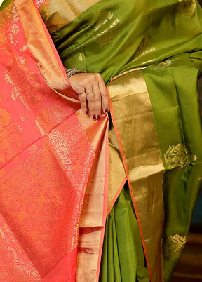 Green Kanjivaram Pure Silk Saree With Blouse Piece - Indian Silk House Agencies