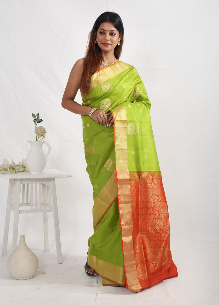 Green Kanjivaram Pure Silk Saree With Blouse Piece - Indian Silk House Agencies