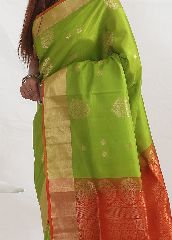 Green Kanjivaram Pure Silk Saree With Blouse Piece - Indian Silk House Agencies