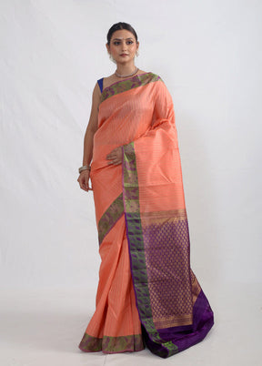 Peach Kanjivaram Pure Silk Saree With Blouse Piece - Indian Silk House Agencies