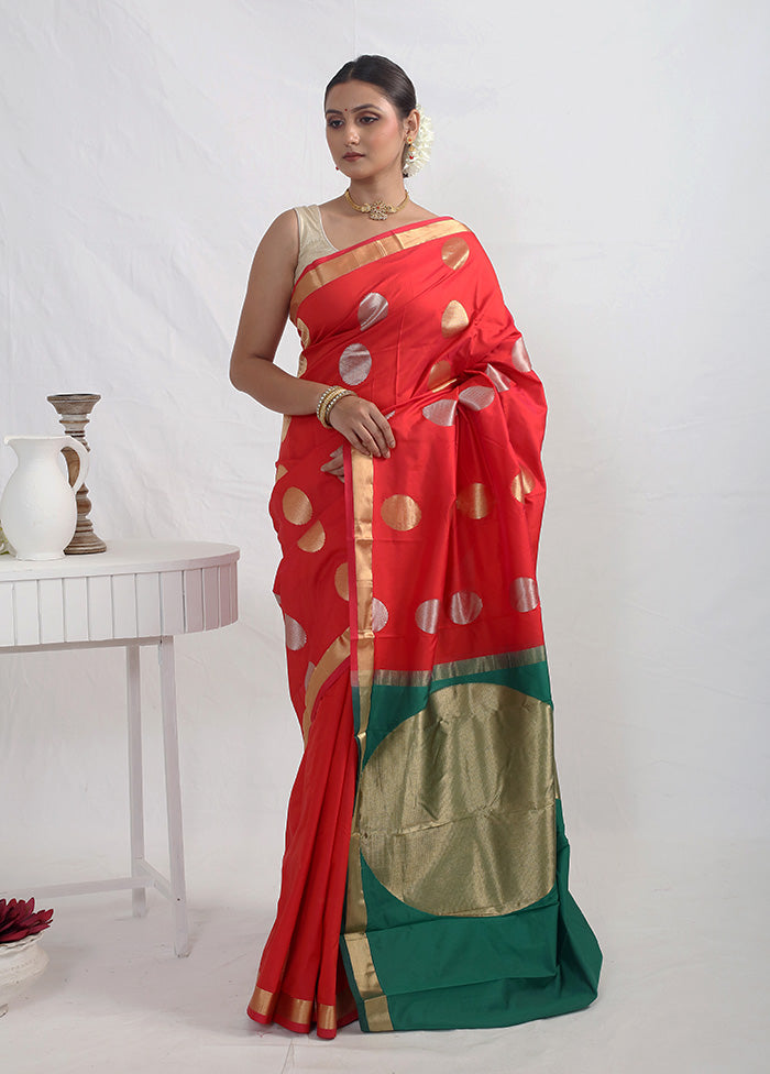 Red Kanjivaram Silk Saree With Blouse Piece - Indian Silk House Agencies