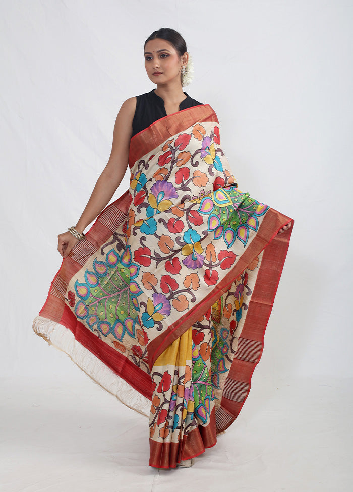 Multicolor Tussar Silk Saree With Blouse Piece - Indian Silk House Agencies