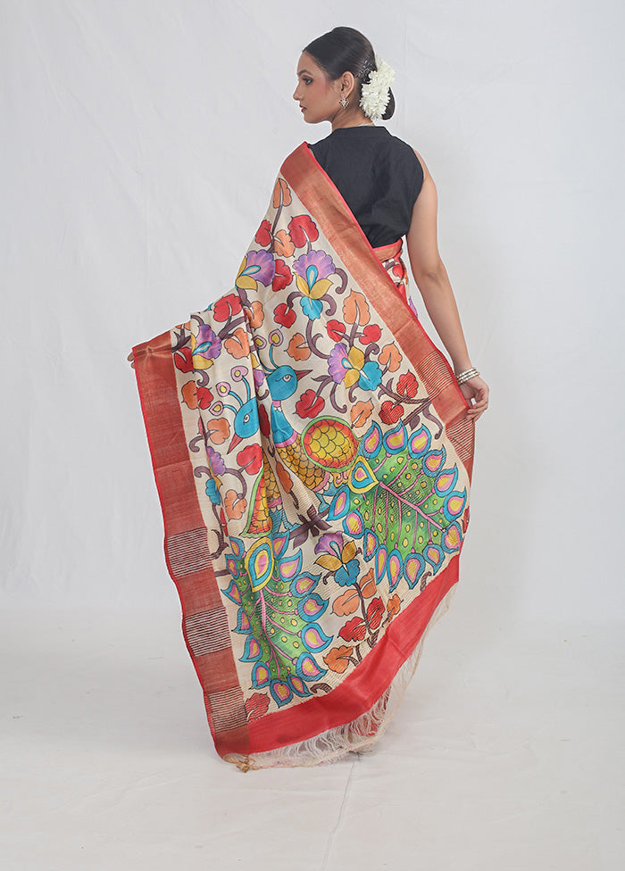 Multicolor Tussar Silk Saree With Blouse Piece - Indian Silk House Agencies